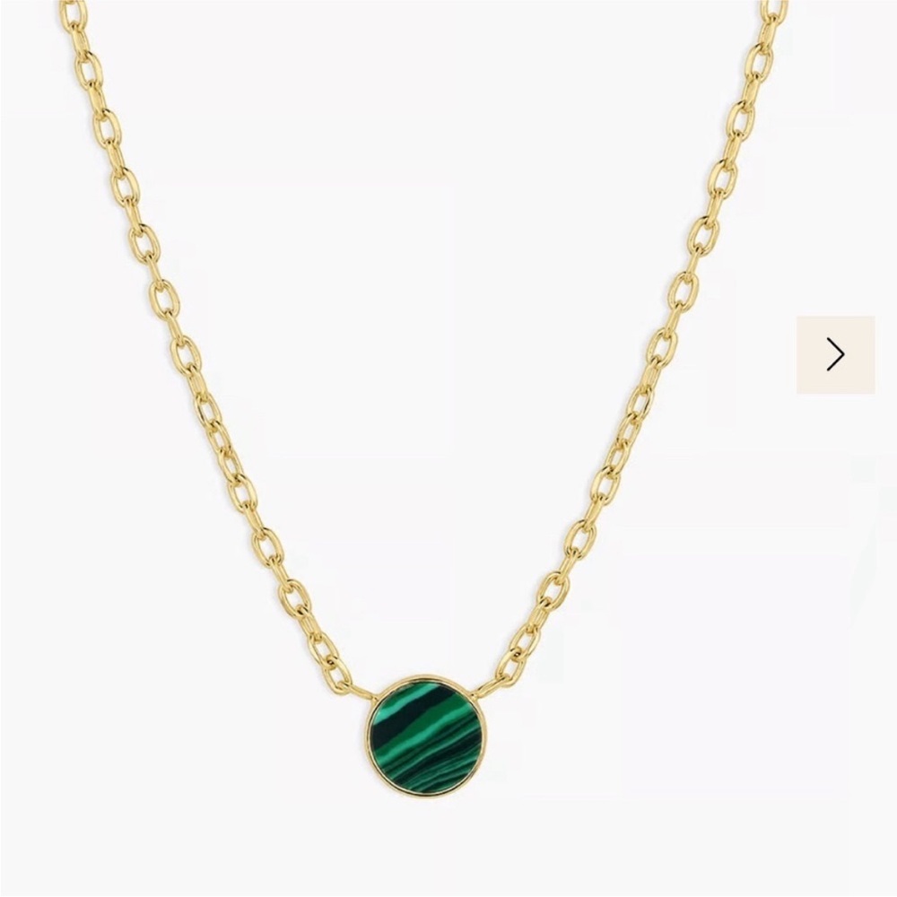 Gold Chain Necklace with Green Pendant